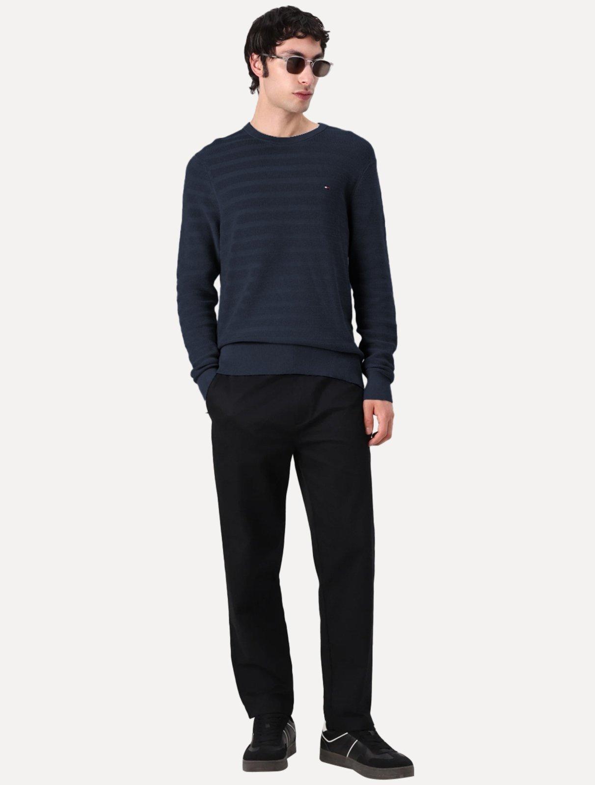 Suéter Tommy Jeans Masculino C-Neck Stripe Structured Azul Marinho