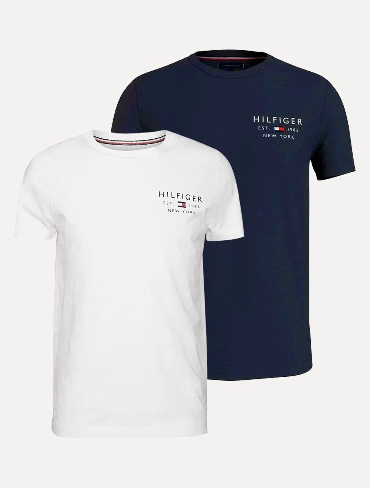 Kit Camisetas Tommy Hilfiger | Masculina Brand Love Small Logo Azul Marinho/Branca