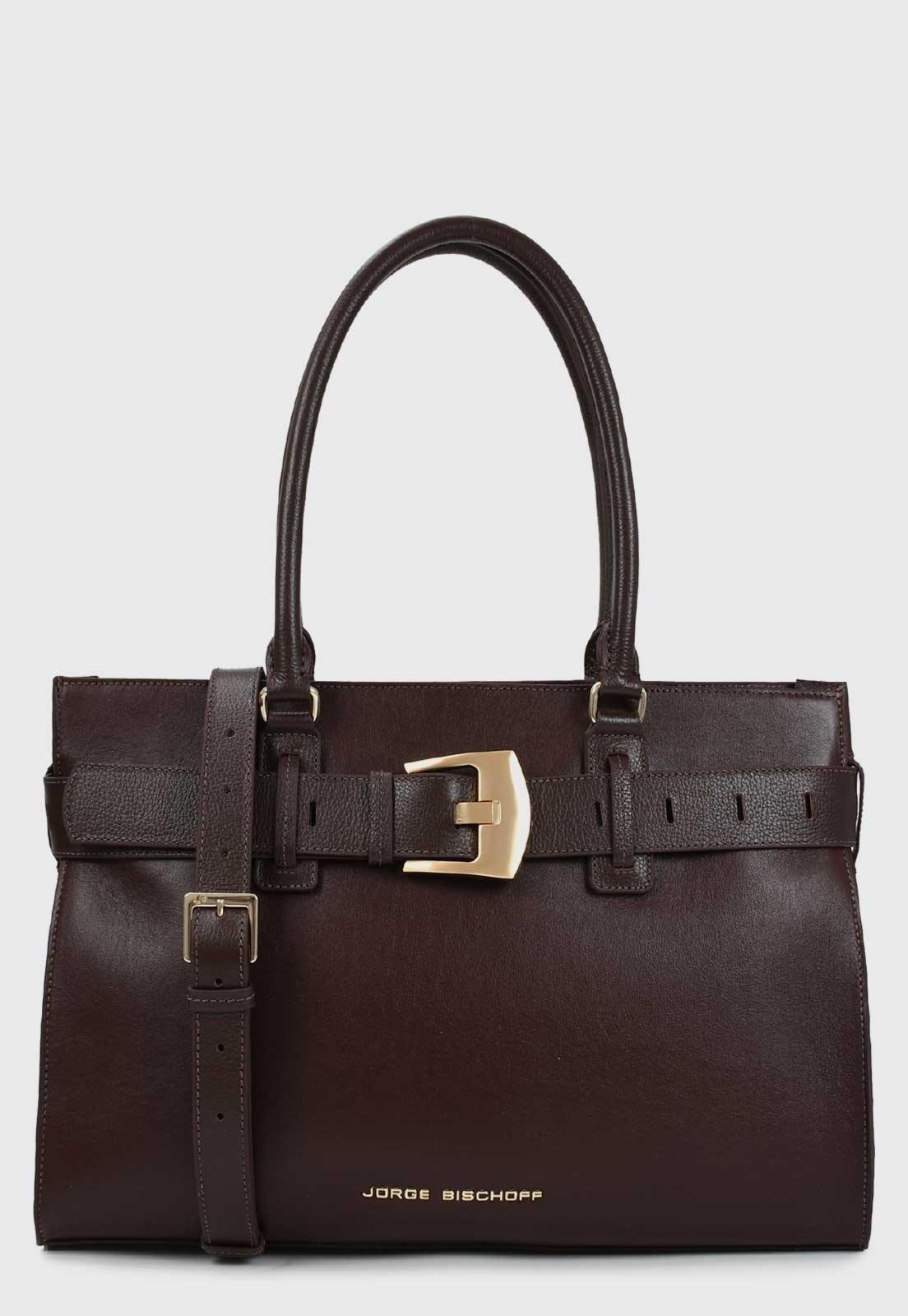 Bolsa Feminina Jorge Bischoff Couro Marrom Escuro