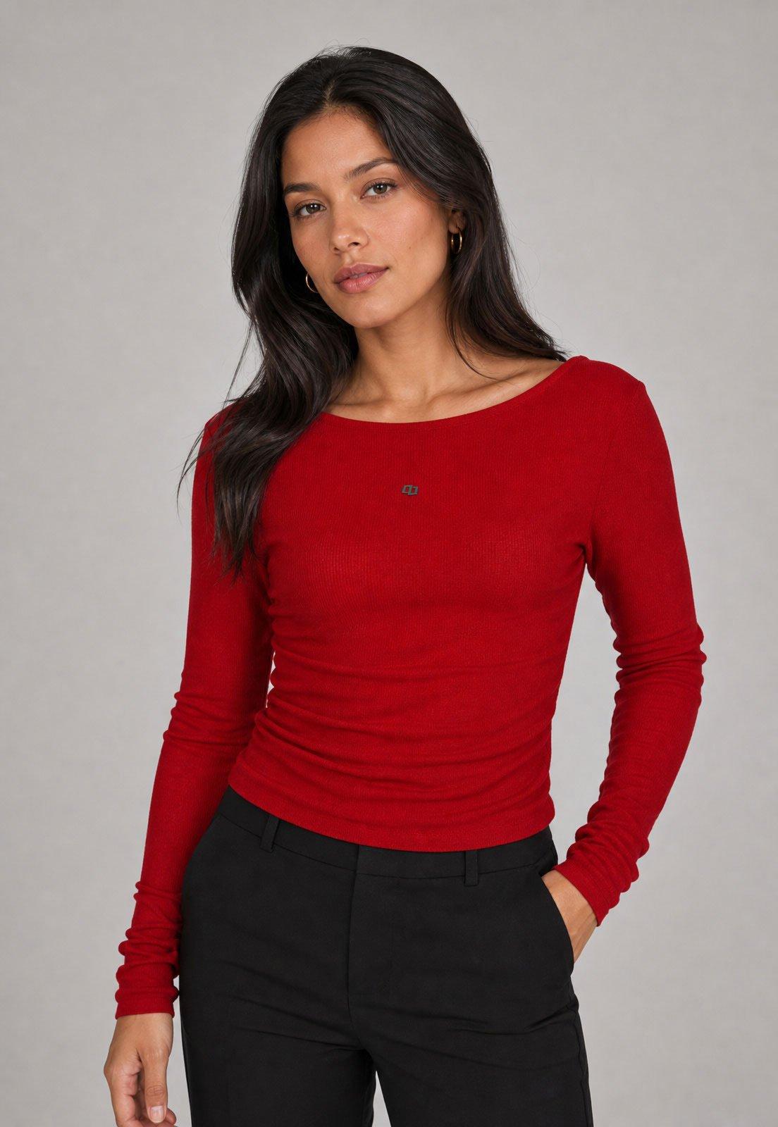 Blusa Feminina Colcci Manga Longa Tricô Vermelha