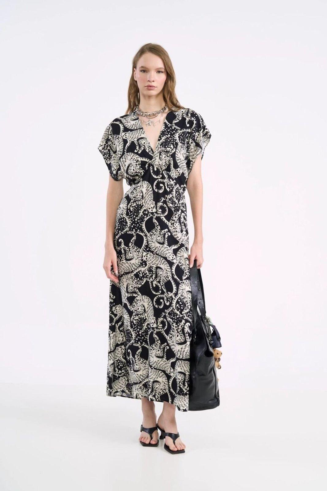 Vestido Colcci Bege Macacos Pintado