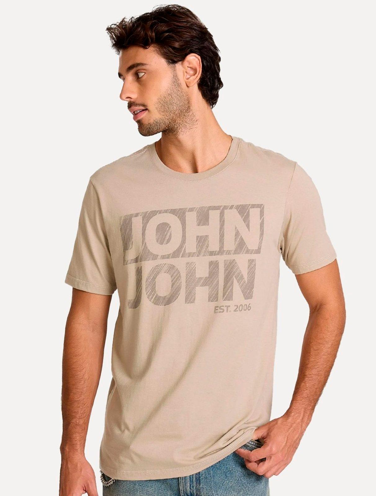 Camiseta John John Masculina Regular Fit Fall Caqui