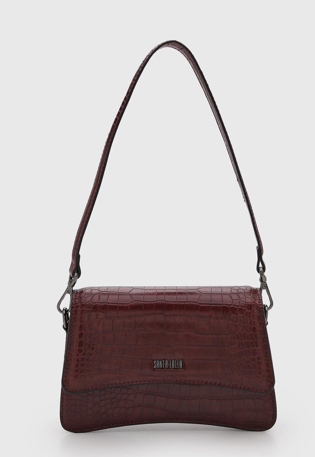 Bolsa Feminina Santa Lolla Média Textura Croco Vinho