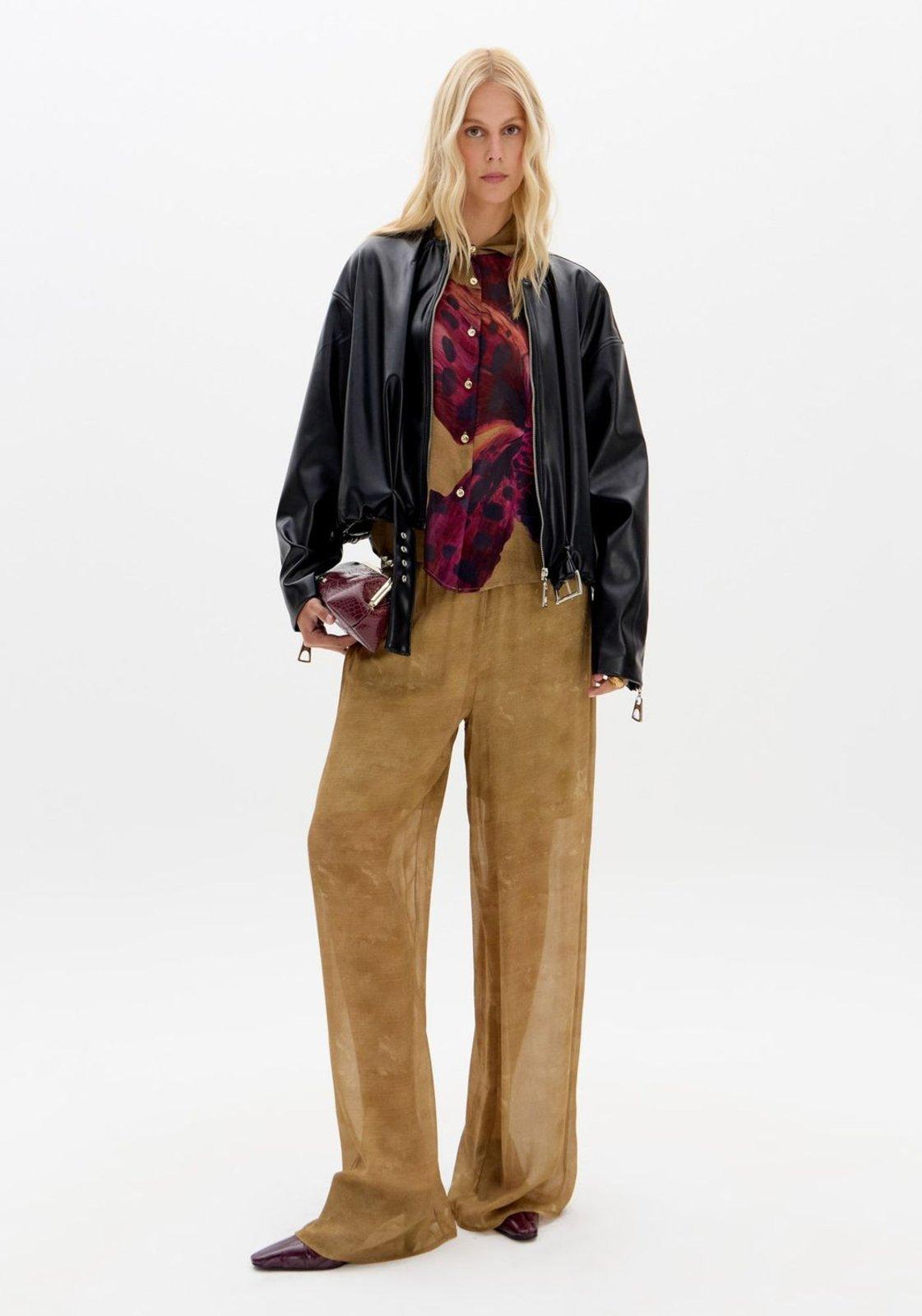 Calça Wide Leg Estampada Cintura Alta Lança Perfume