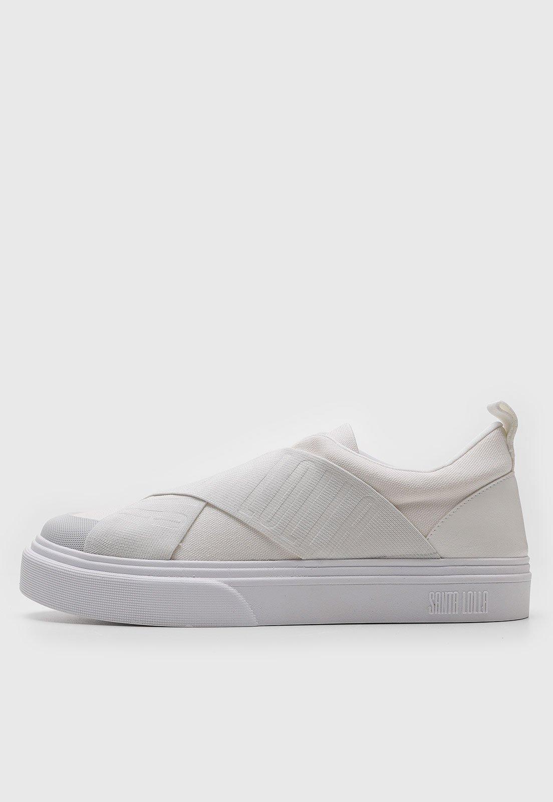 Tênis Slip On Santa Lolla Elastico Logo Branco