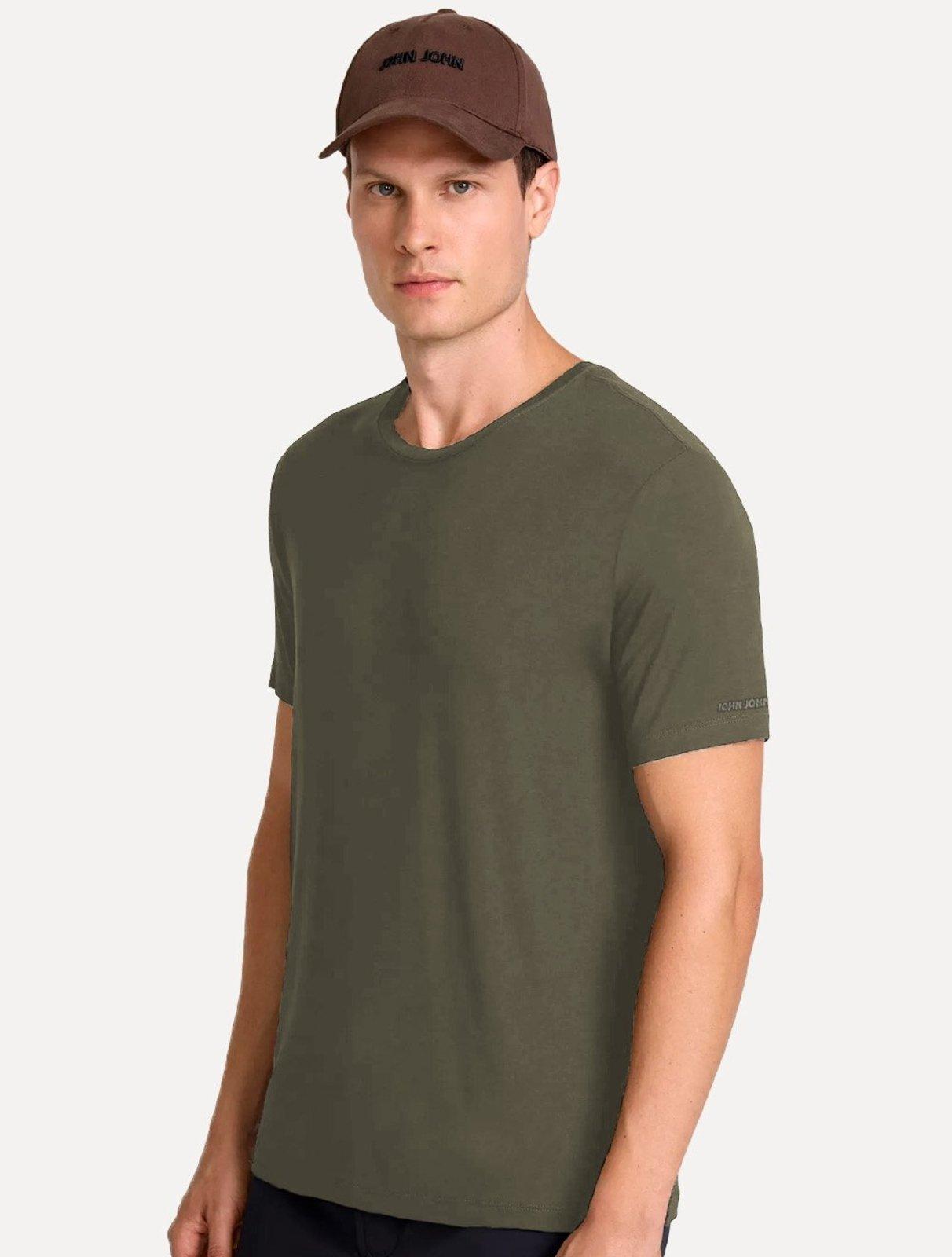 Camiseta John John Masculina Slim Fit Simple Verde Militar