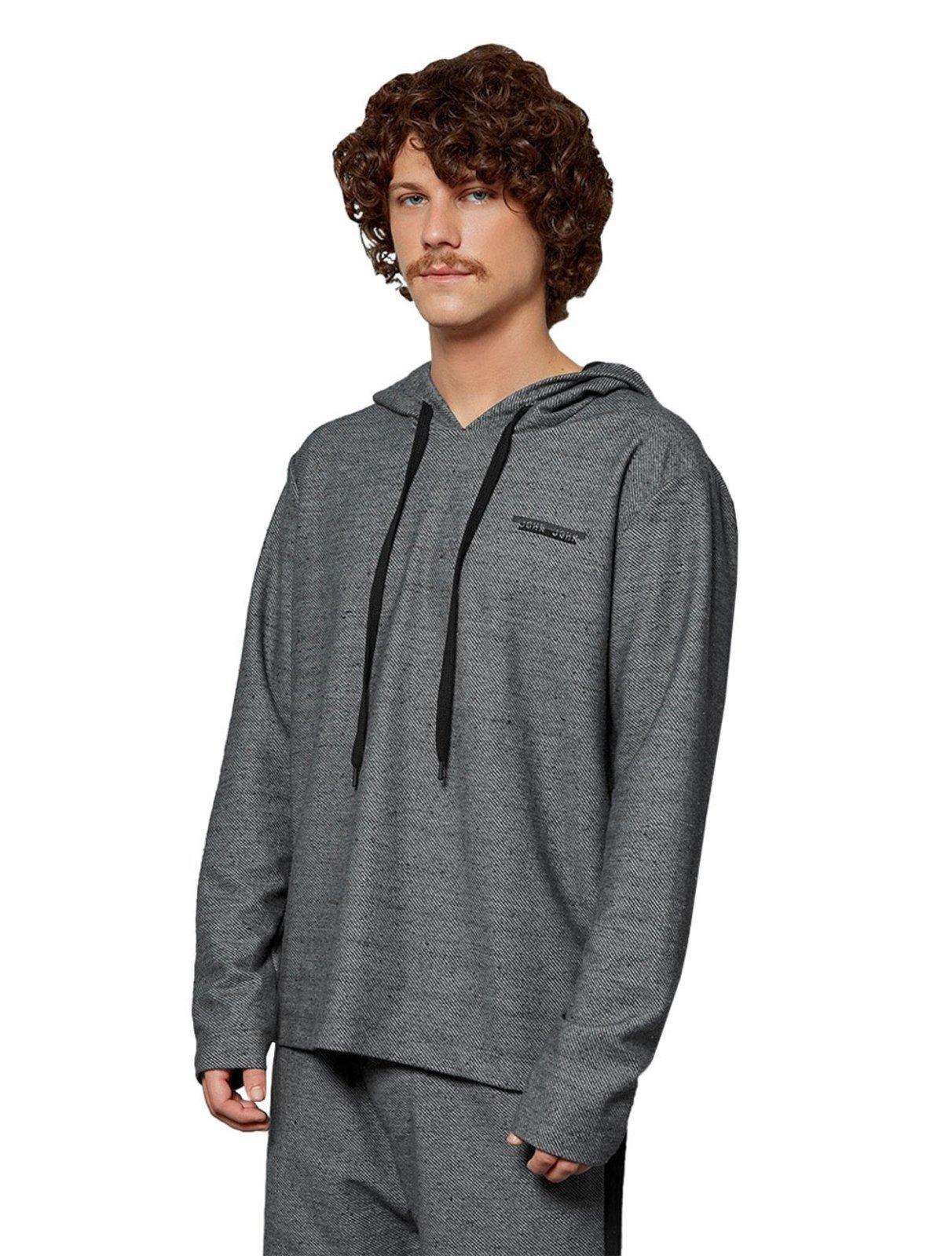 Moletom John John Masculino Stripe Hoodie Cinza Mescla