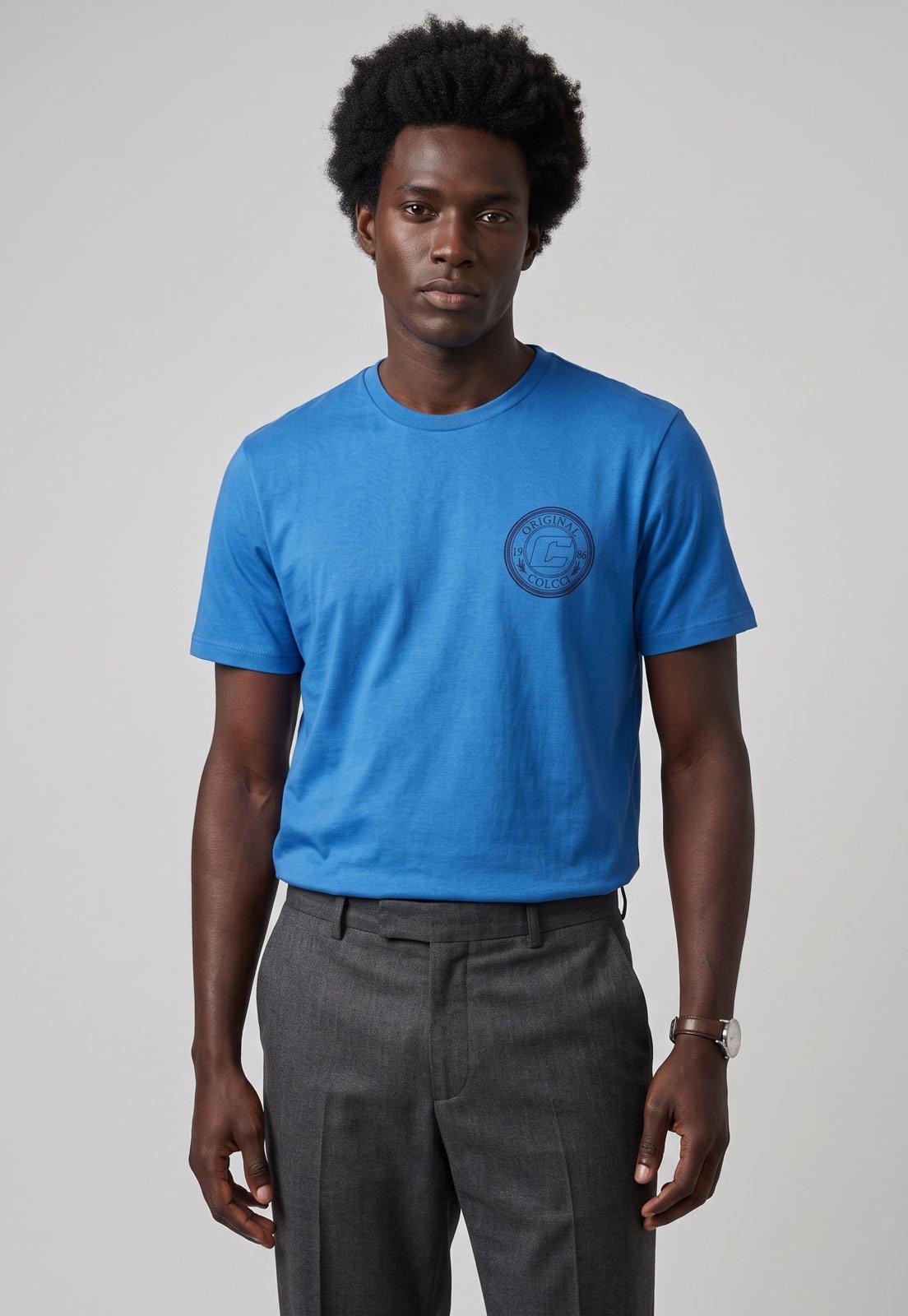 Camiseta Masculina Colcci Logo Azul