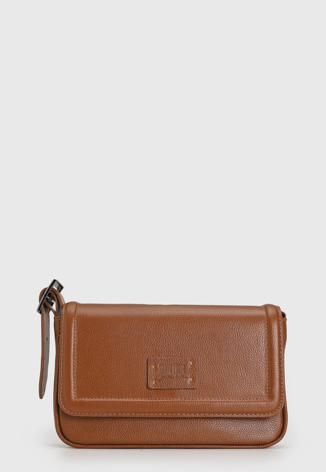 Bolsa Tiracolo Santa Lolla em Couro Logo Caramelo