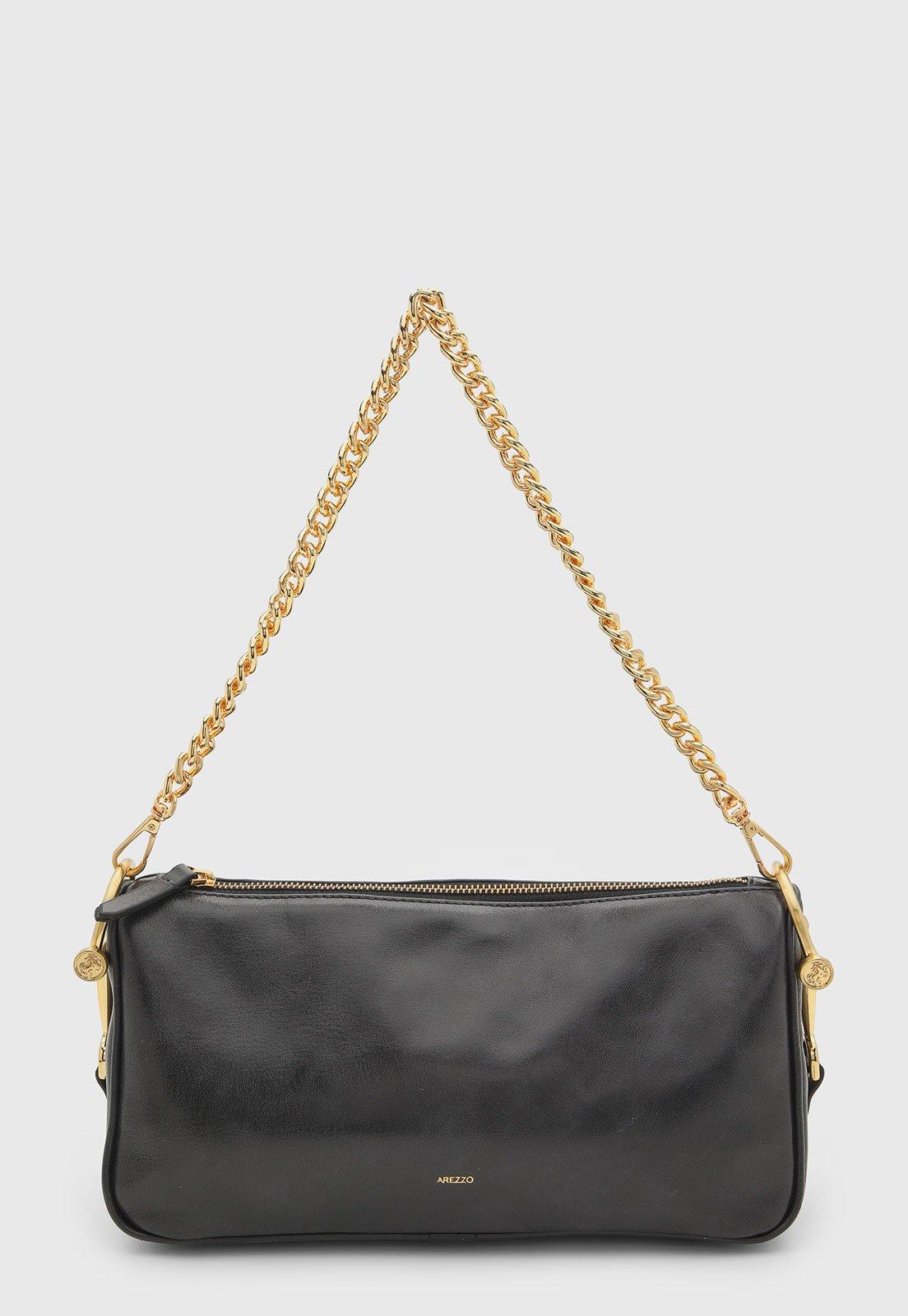 Bolsa Feminina Arezzo Couro Alça Corrente Preta