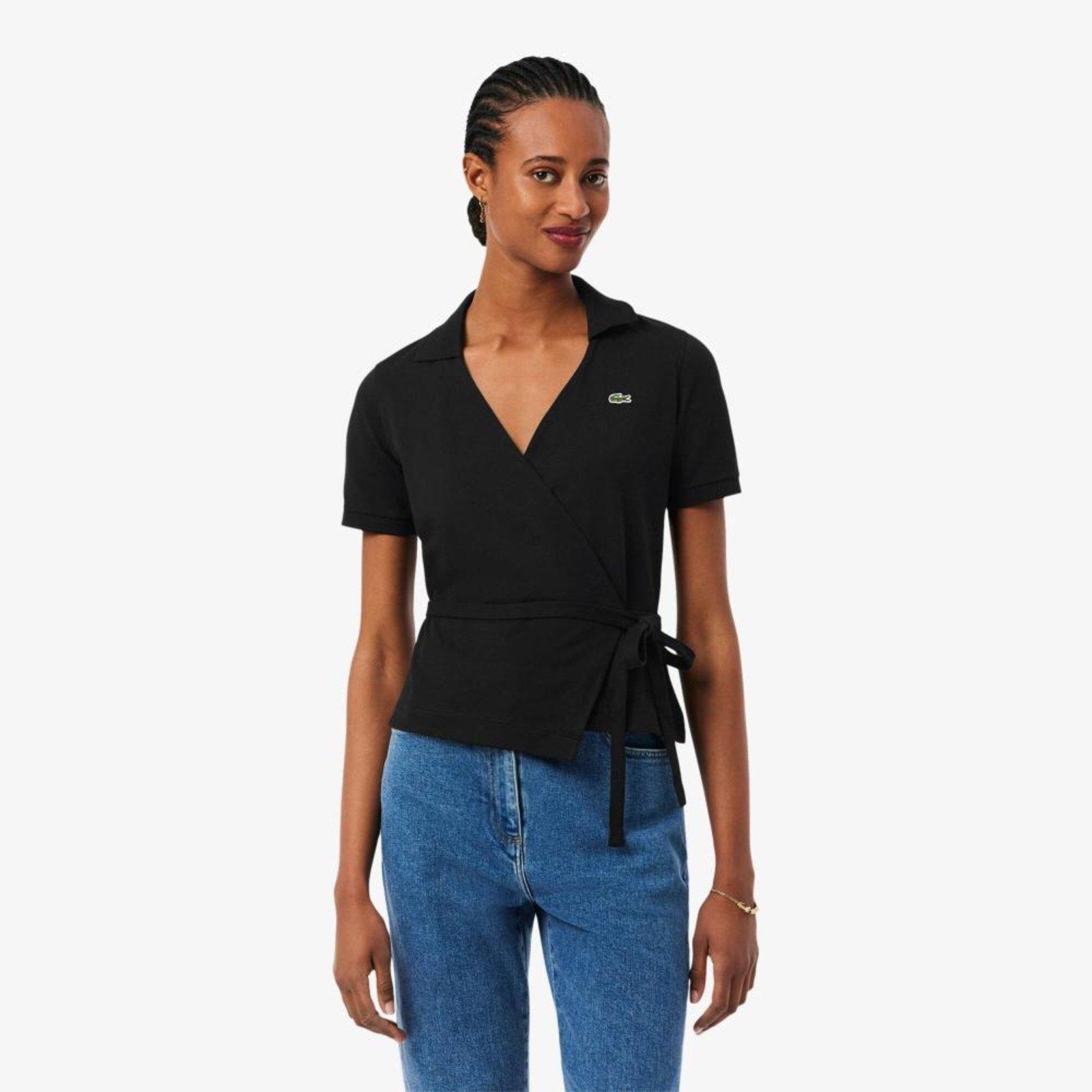 Polo Envelope em Mini Piqué Stretch Preto - 34 Preto
