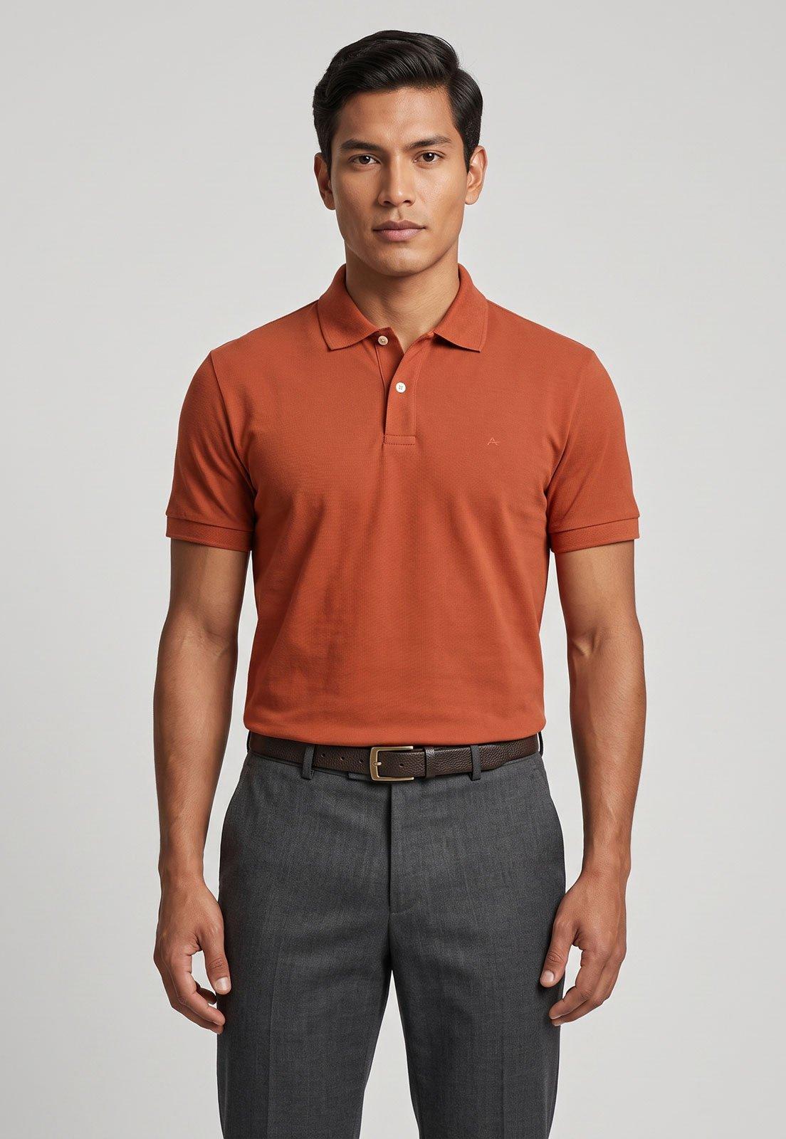 Polo Masculina Aramis Básica Algodão Ferrugem