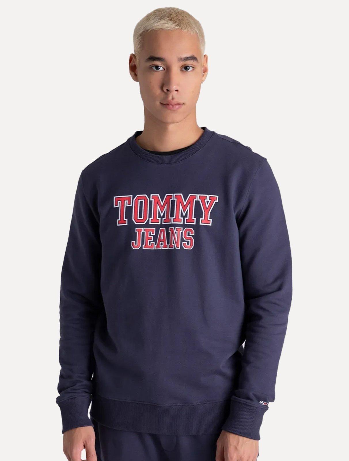 Moletom Tommy Jeans Masculino Regular Crewneck Entry Graphic Azul Marinho