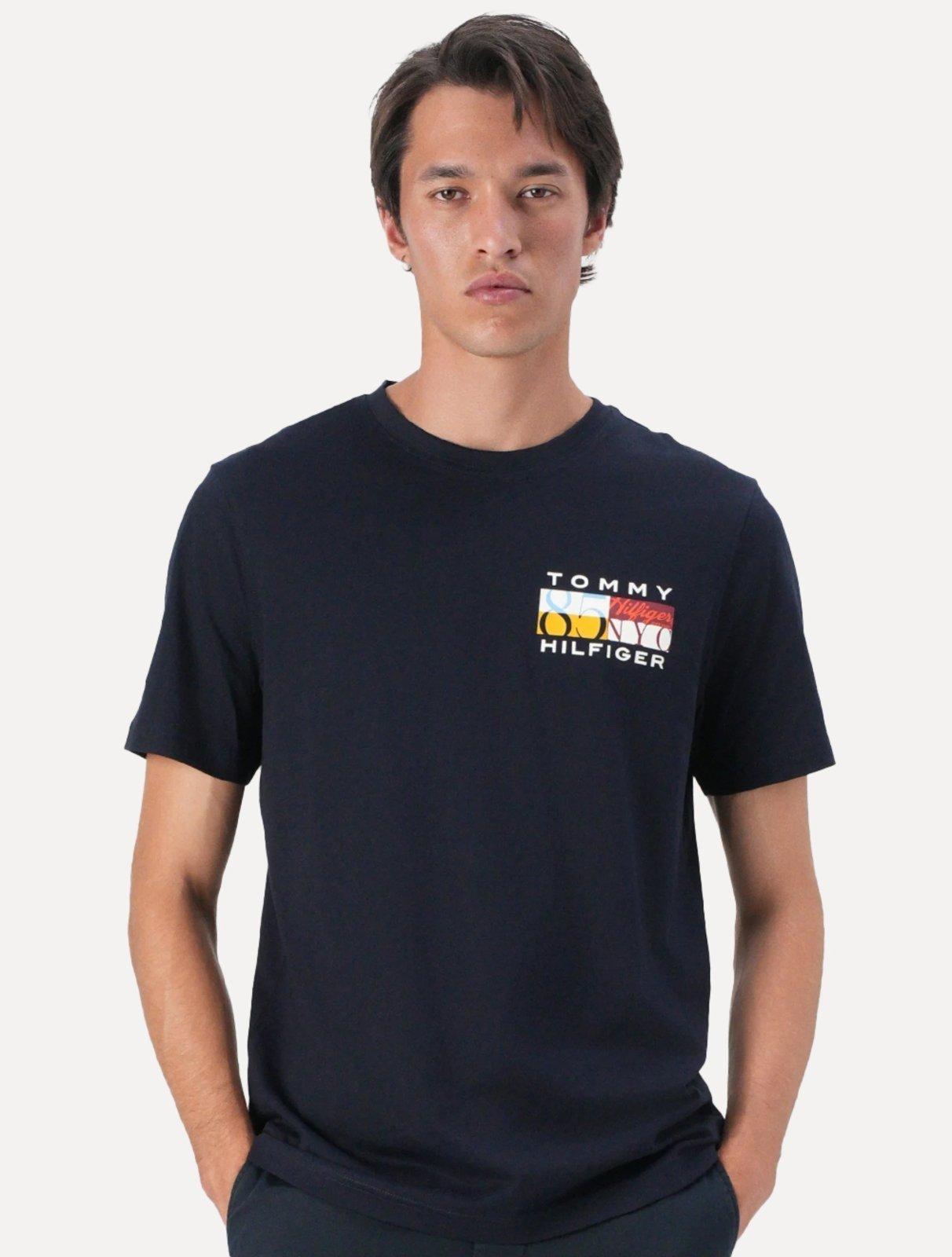Camiseta Tommy Hilfiger Masculina Colour Flag Tee Azul Marinho