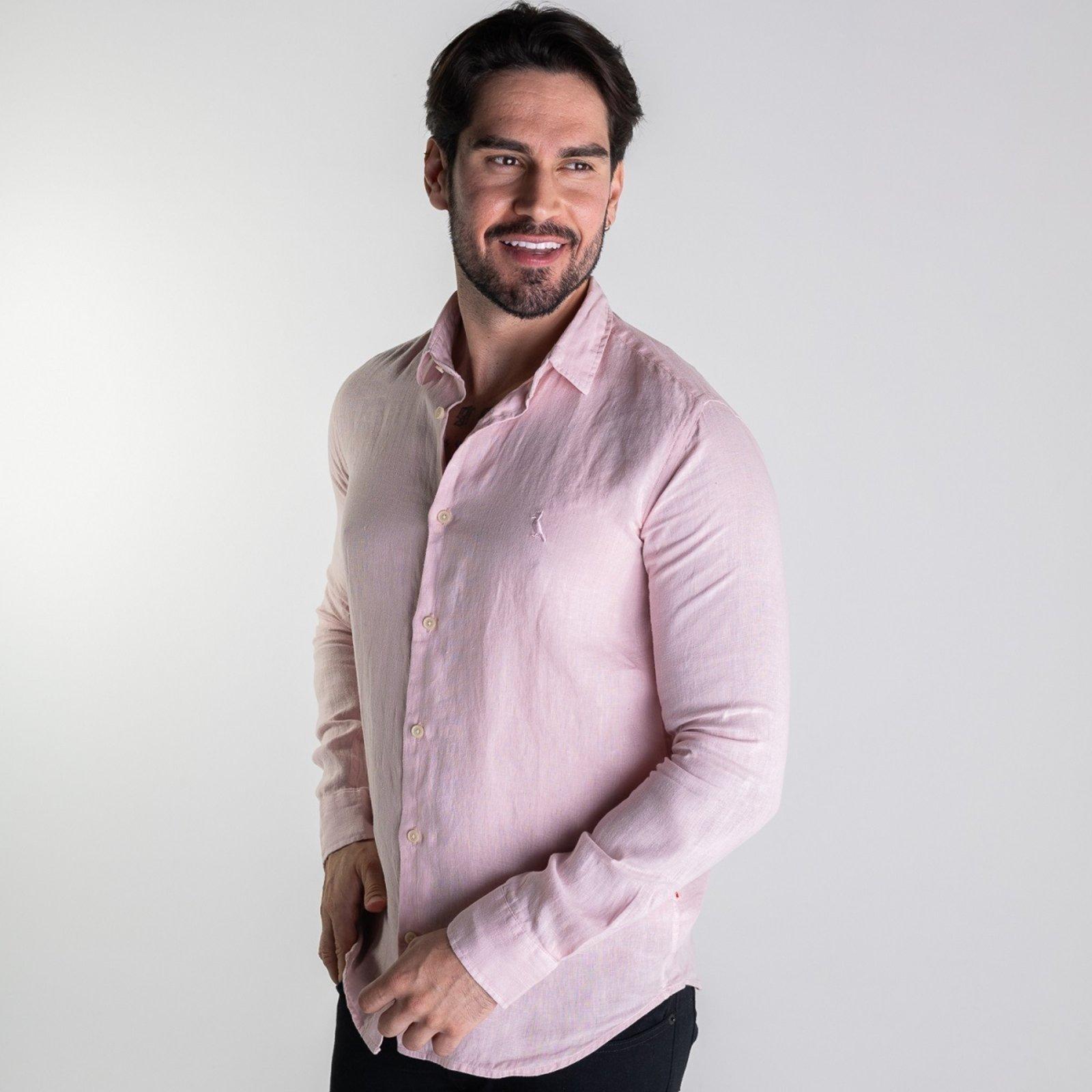 Camisa Reserva Linho Tinturado Rosa