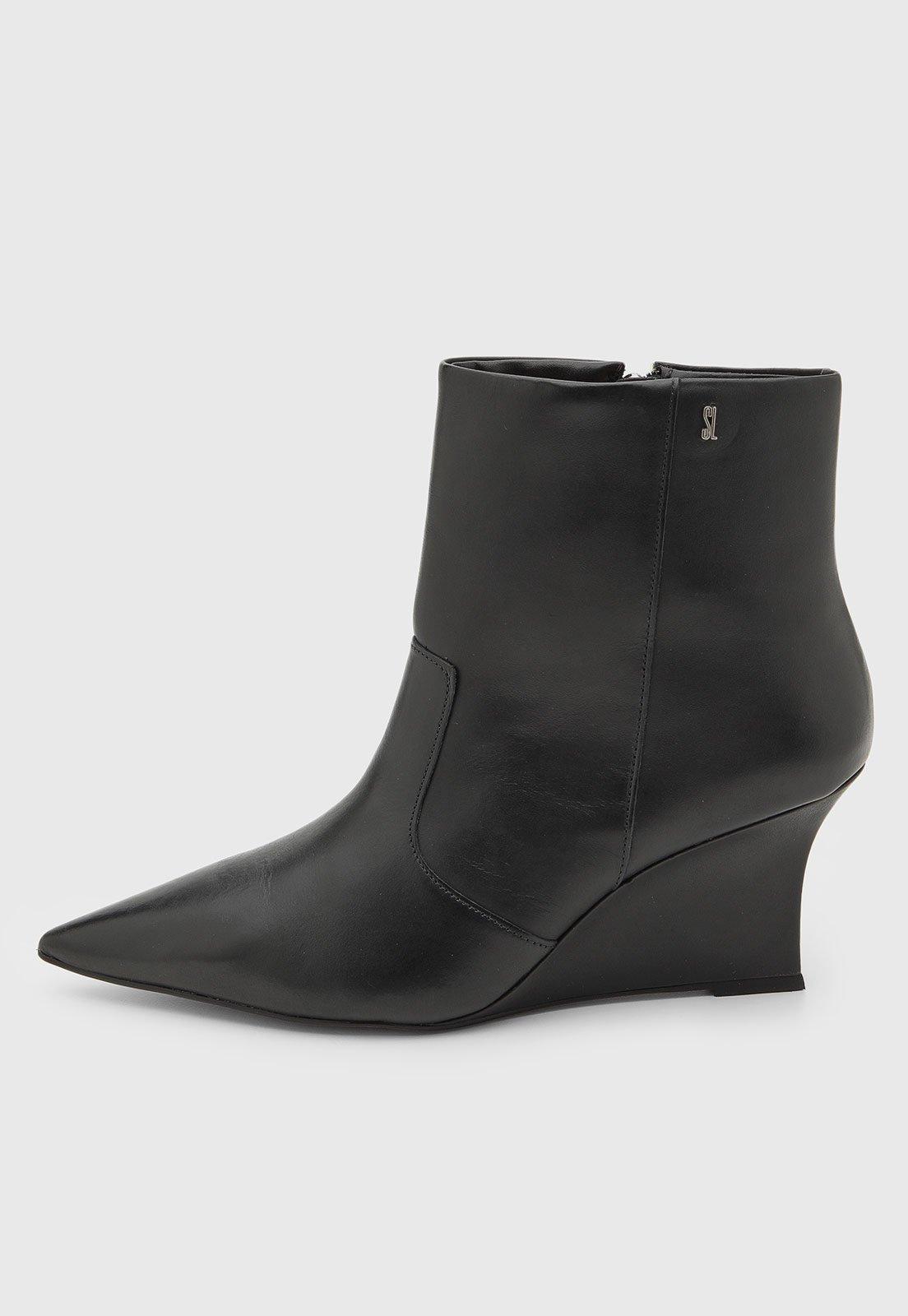 Bota Feminina Santa Lolla Cano Baixo Couro Preta