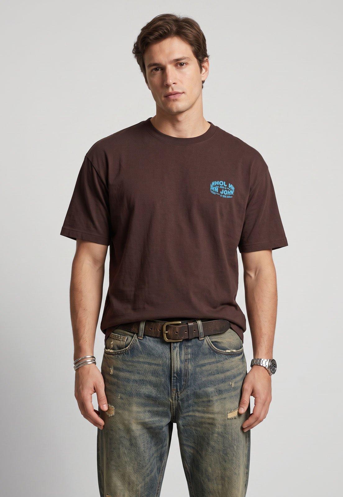 Camiseta Masculina John John Estampa Gráfica Marrom