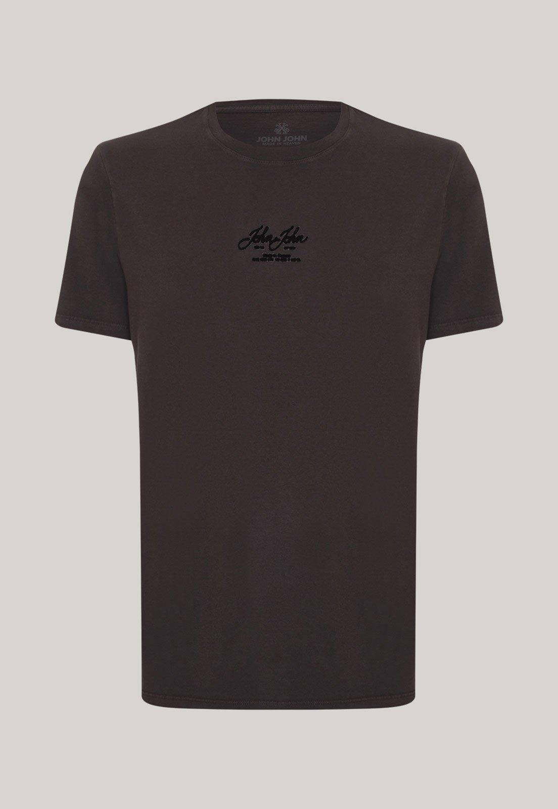 Camiseta Masculina John John Estampa Frontal Marrom