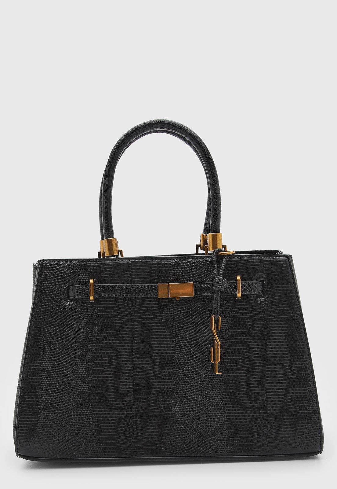 Bolsa Feminina Santa Lolla Estruturada Texturizada Preta