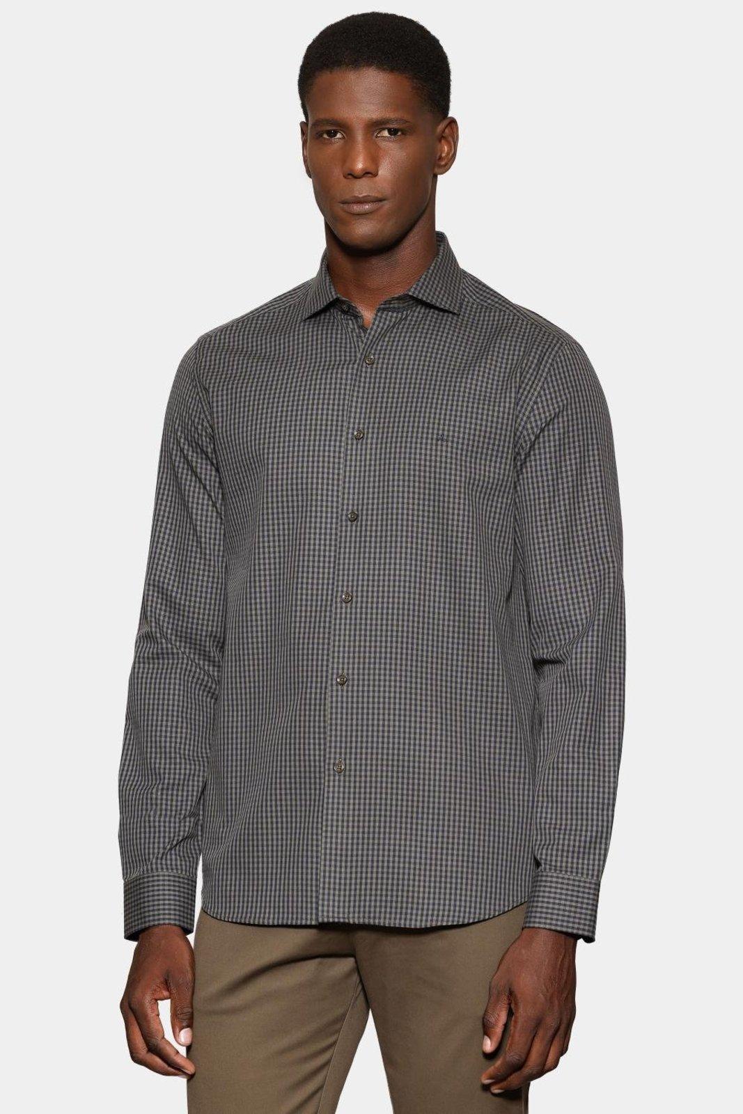 Camisa Aramis Manga Longa Slim Mini Xadrez Verde Marinho
