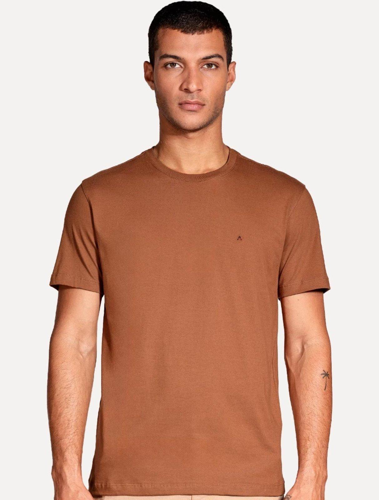 Camiseta Aramis Masculina Basic Lisa Mono Icon Marrom Escuro