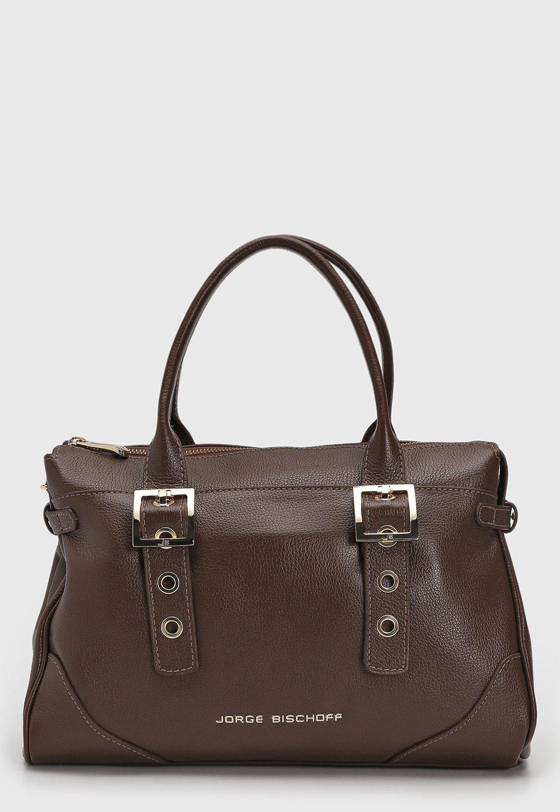 Bolsa Feminina Jorge Bischoff Grande Detalhe Fivela Marrom