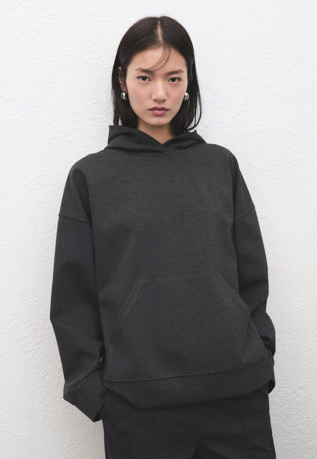Blusa de Moletom Feminina Mango Oversized Cinza