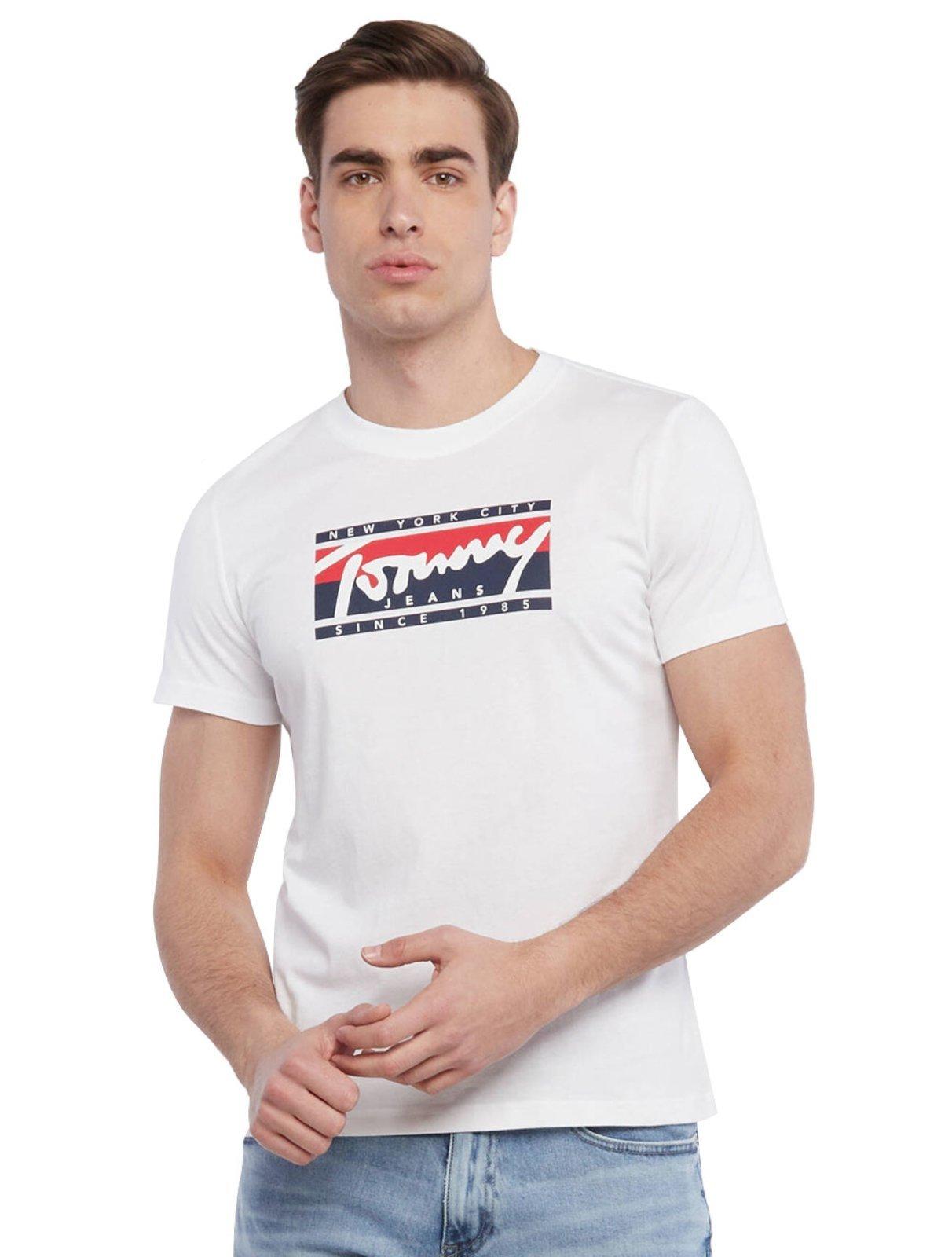 Camiseta Tommy Jeans Masculina Essential Script Tee Branca