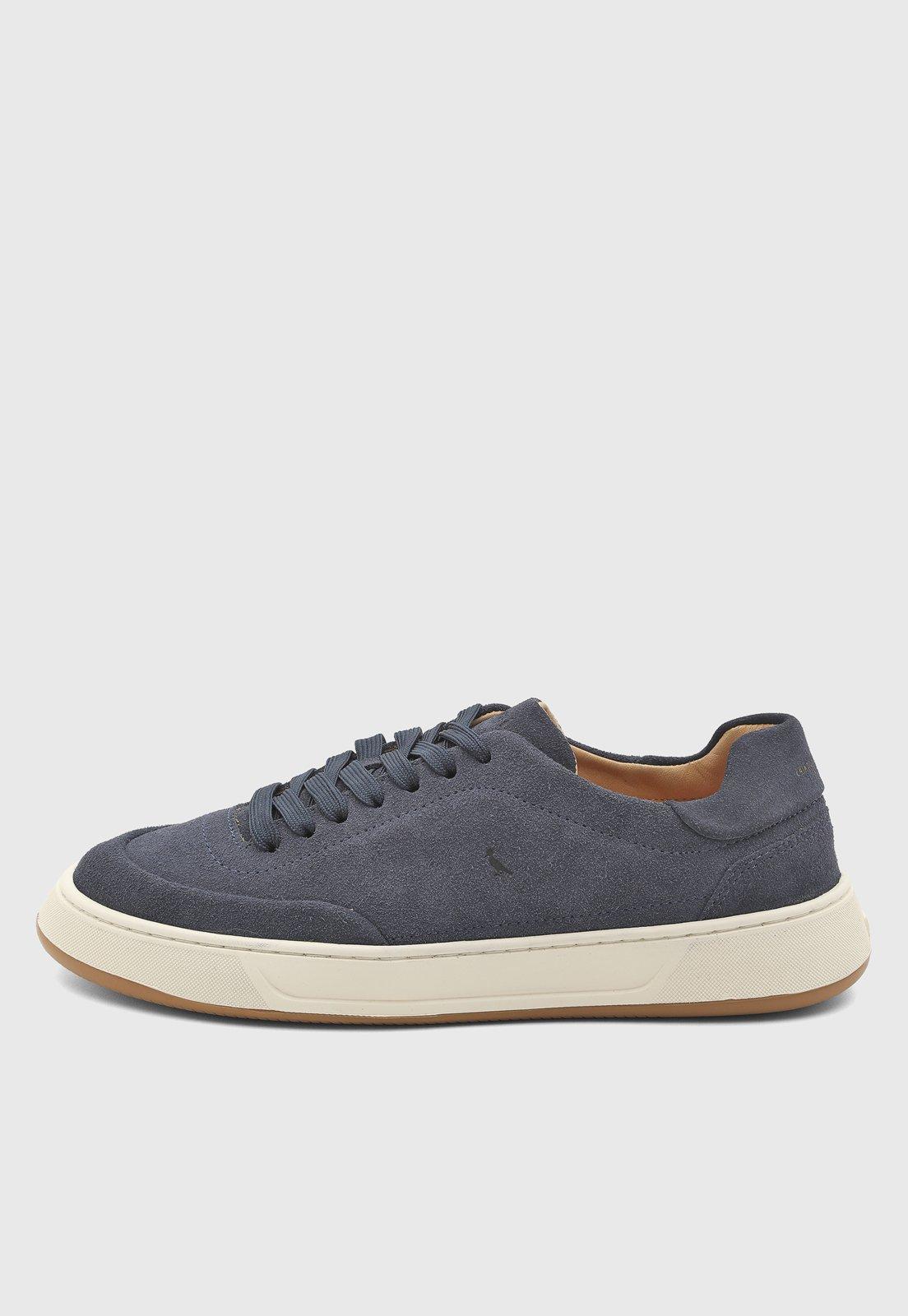 Tênis Masculino Reserva Casual Couro Azul Escuro