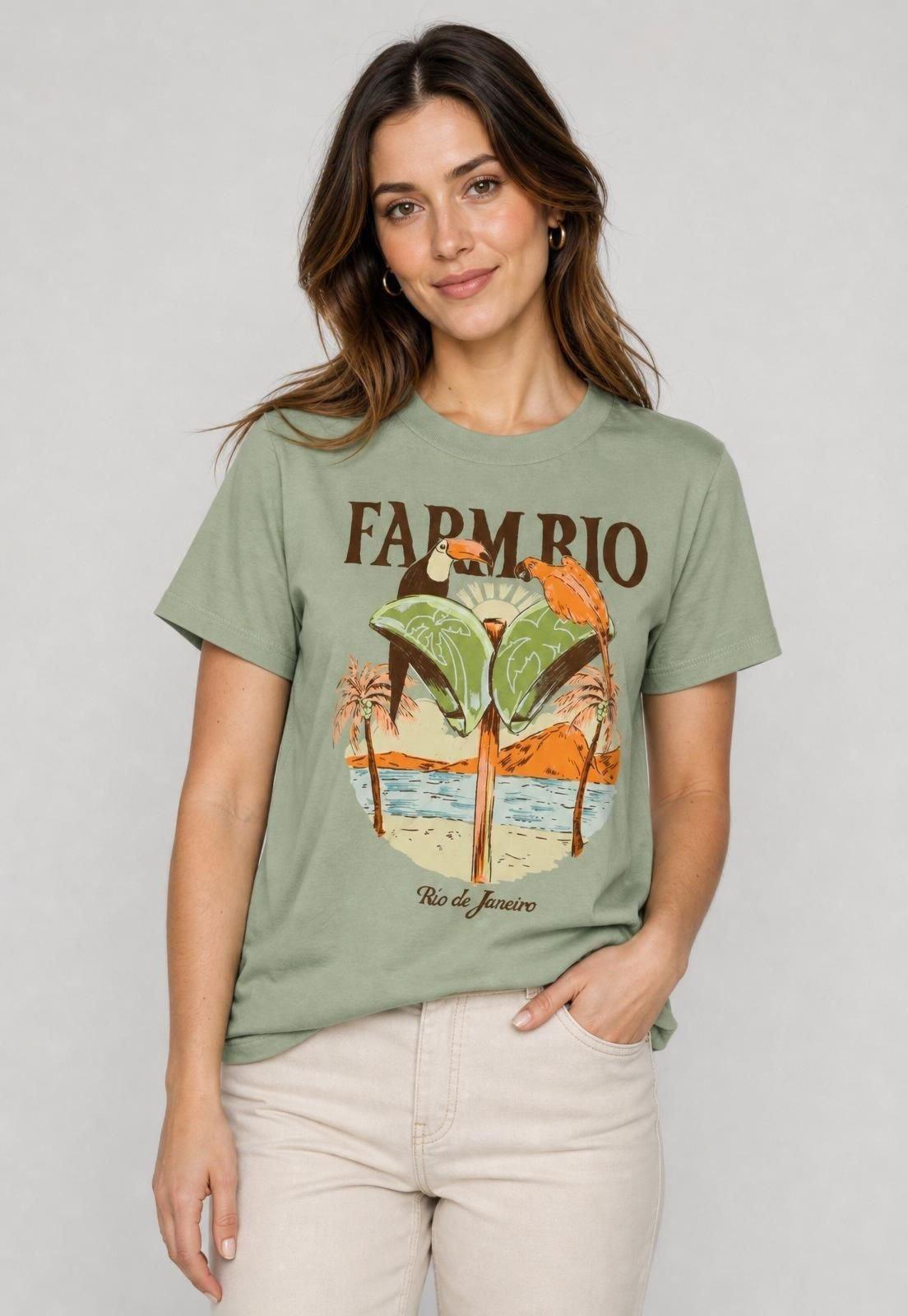 Camiseta Feminina FARM Estampa Tropical Verde