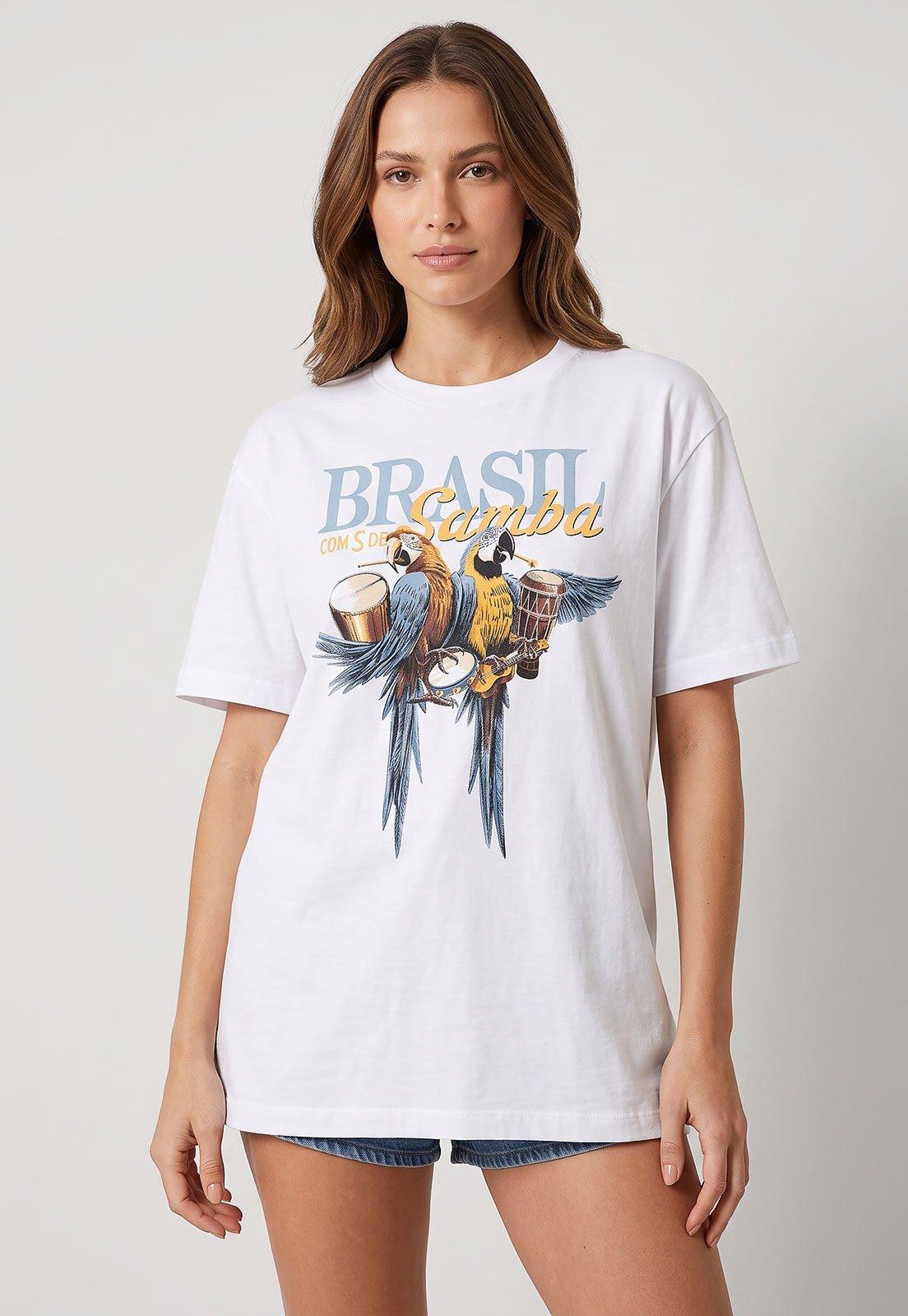 Camiseta Feminina FARM Estampada Branca