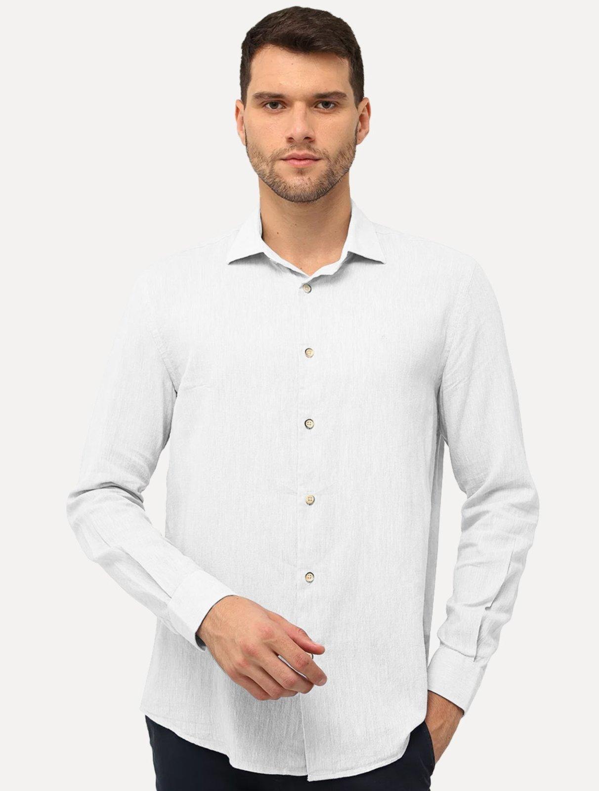 Camisa Aramis Masculina Slim Linho Algodão Branca