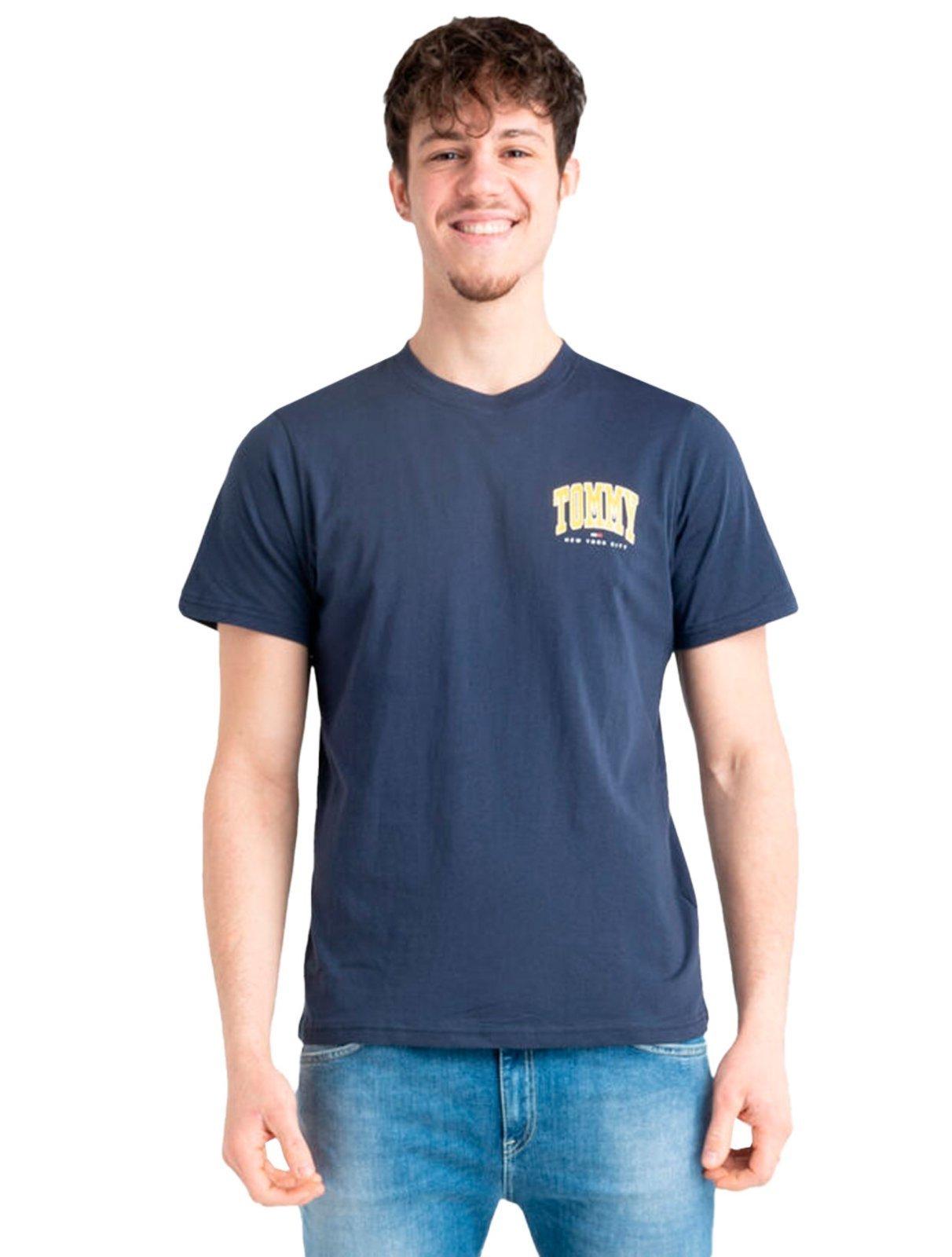 Camiseta Tommy Jeans Masculina Chest College Graphic Azul Marinho