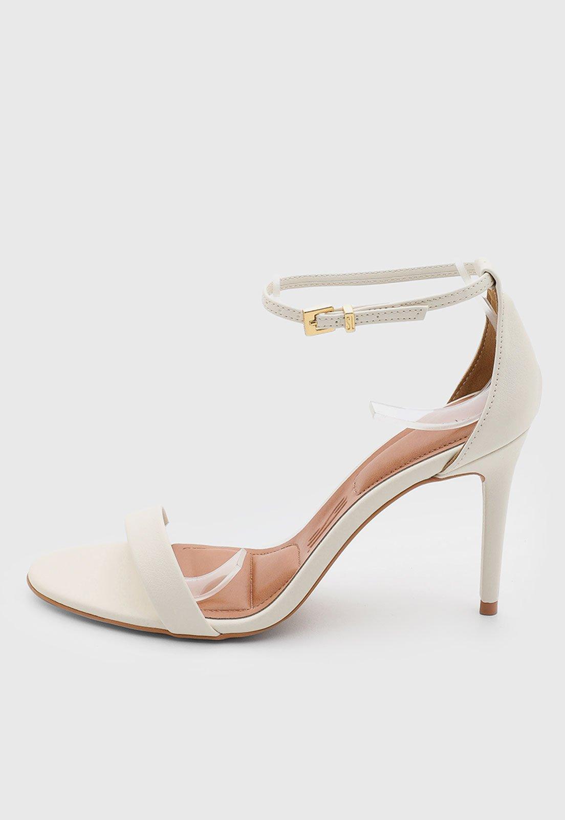 Sandália Feminina Santa Lolla Salto Alto Tiras Off-White