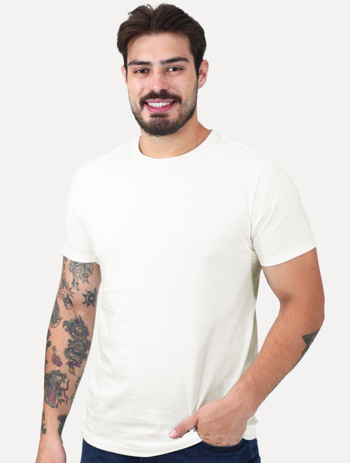 Camiseta John John Masculina Slim Fit Simple Off Off White