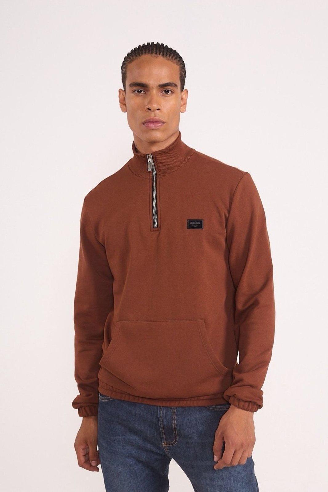 Blusão Moletom Masculino Gola Alta Half-Zip Colcci Marrom Tiramisu