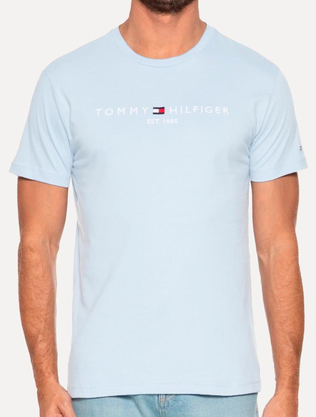 Camiseta Tommy Hilfiger Masculina Core Logo Tee Azul Gelo