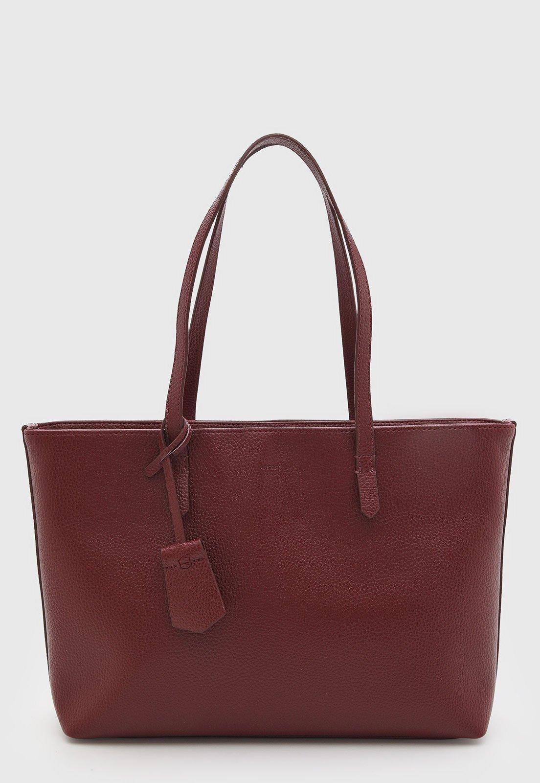 Bolsa Feminina Arezzo Estruturada Texturizada Burgundy