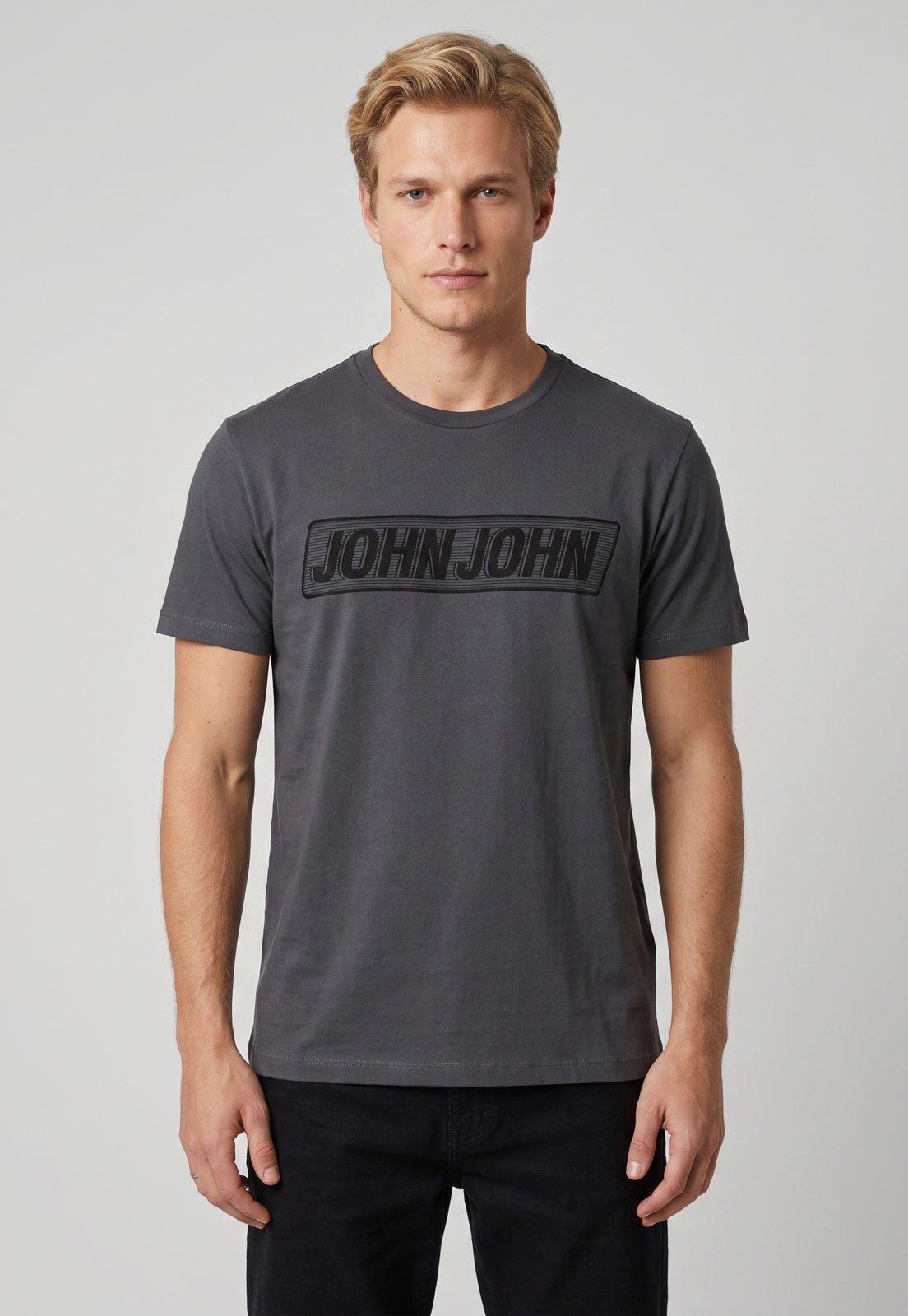 Camiseta Masculina John John Logo Cinza