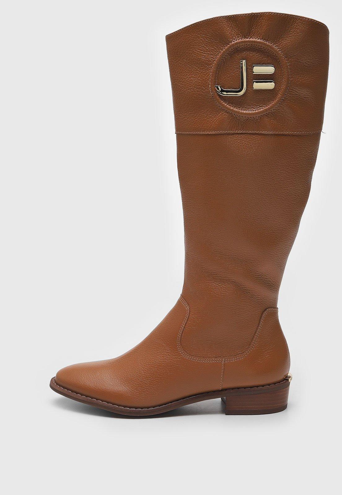 Bota Montaria Jorge Bischoff Cano Alto Logo Caramelo