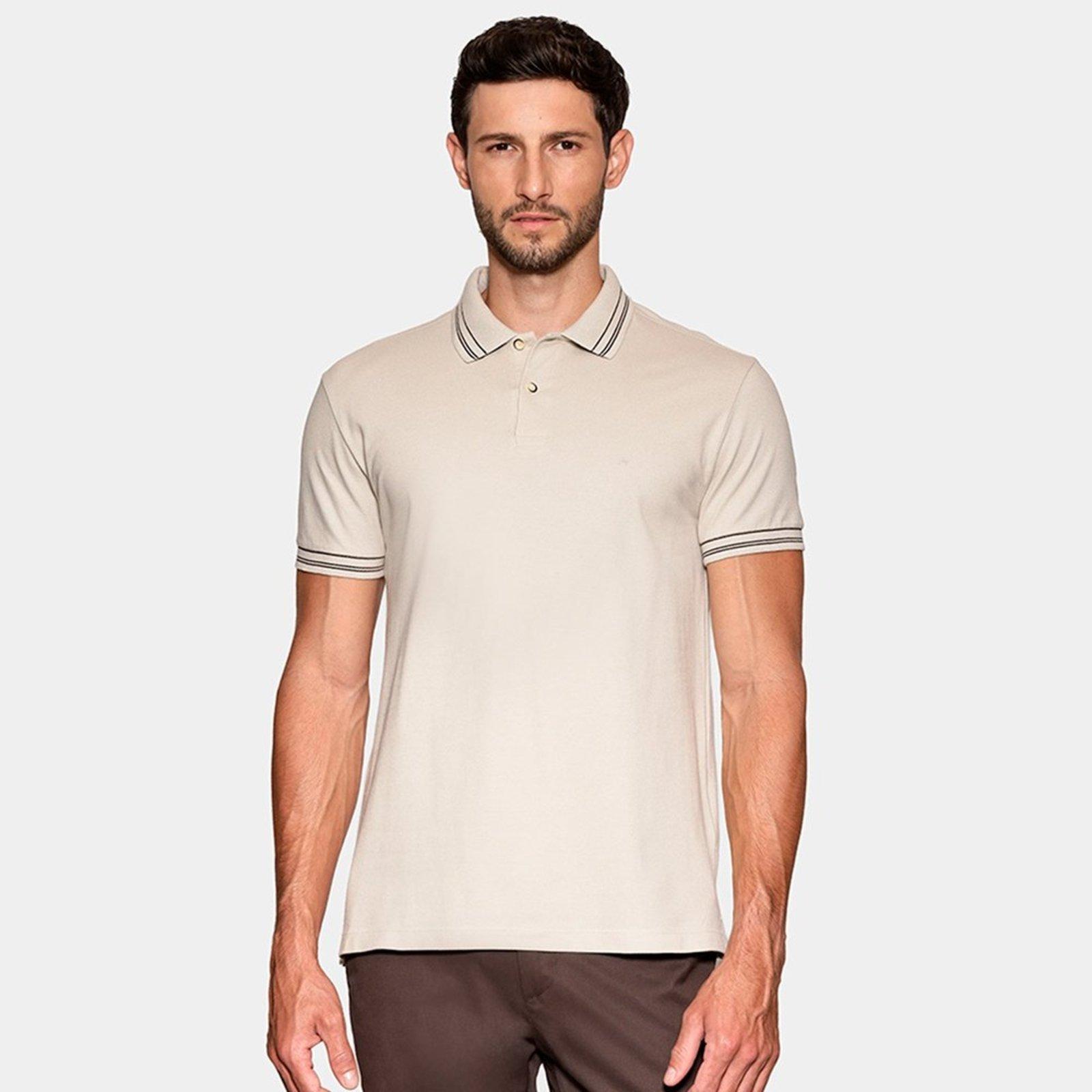 Camisa Polo Aramis Piquet Listras In26 Off White Masculino