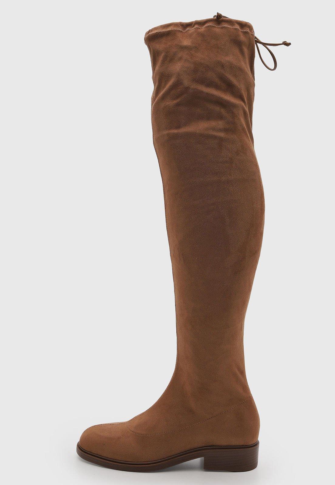 Bota Feminina Arezzo Cano Longo Ajuste Cordão Marrom
