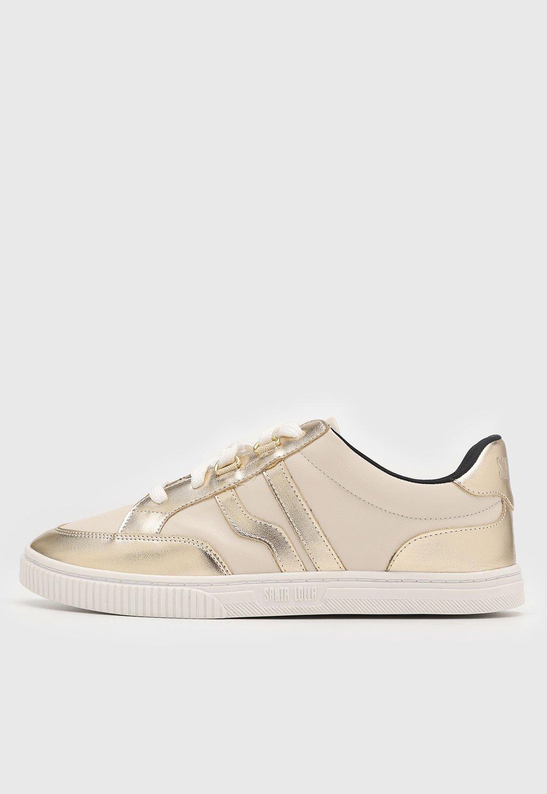 Tênis Feminino Santa Lolla Detalhe Metalizado Off-White