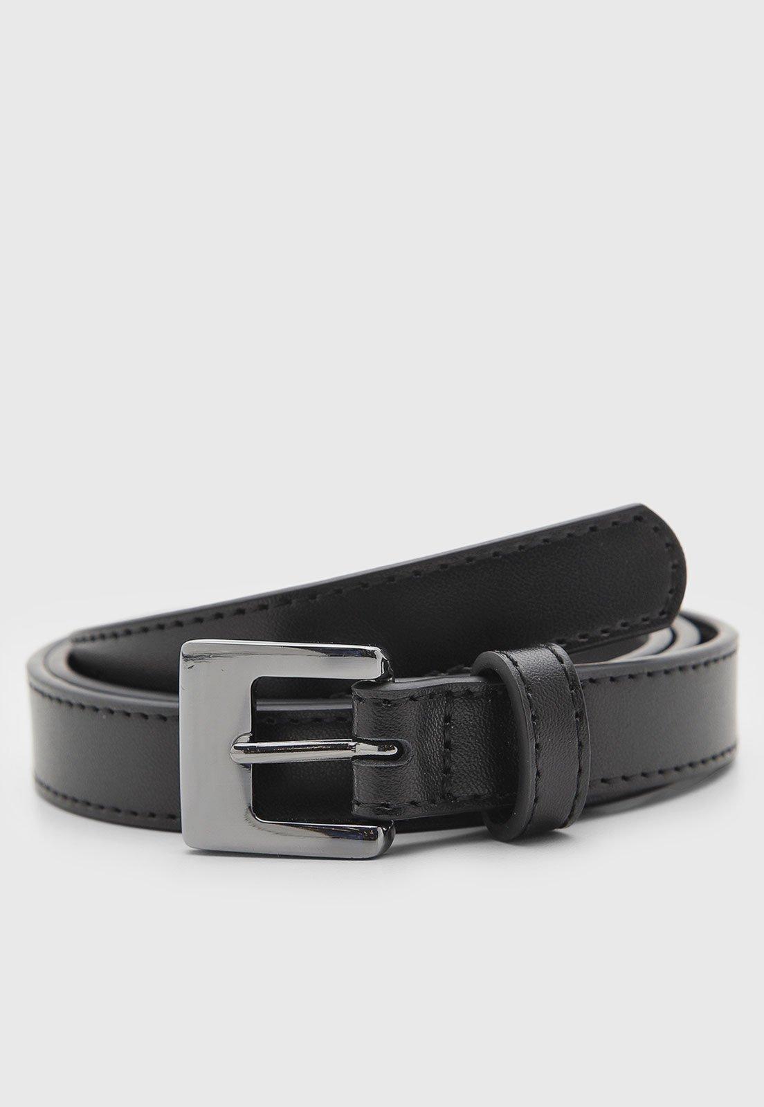 Cinto Feminino Santa Lolla Couro Fivela Metal Preto