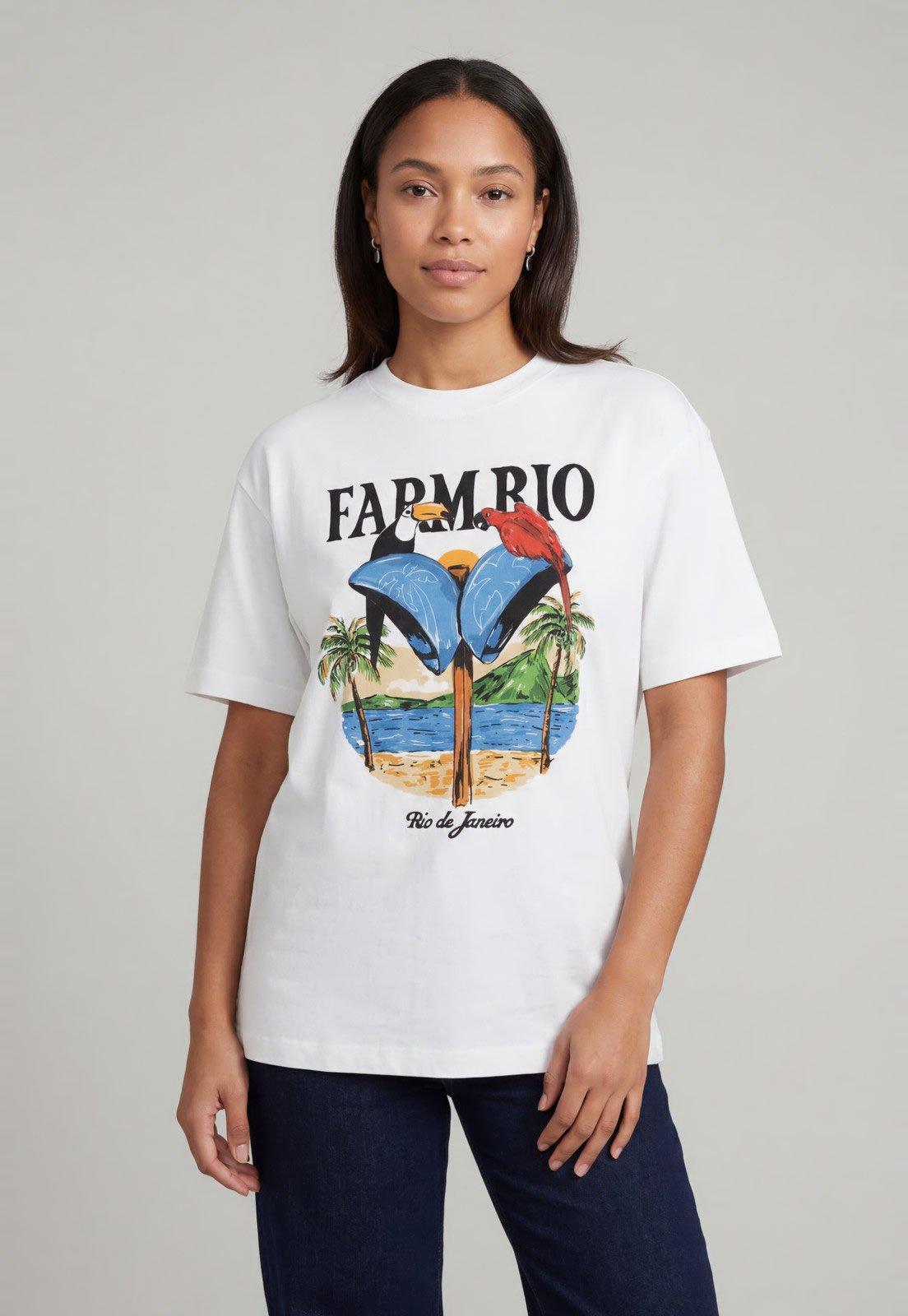 Camiseta Feminina FARM Estampa Tropical Branca