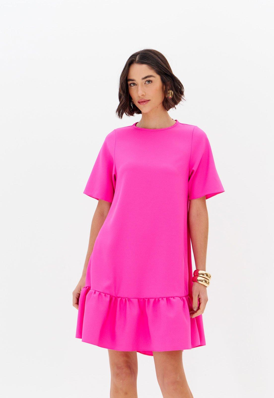 Vestido Lança Perfume Babado Rosa