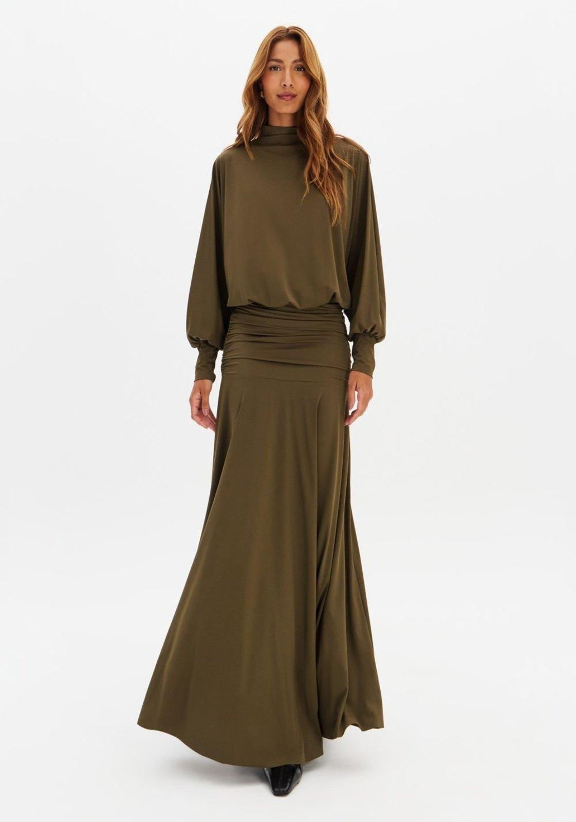 Vestido Super Midi Com Pala Franzida Lança Perfume