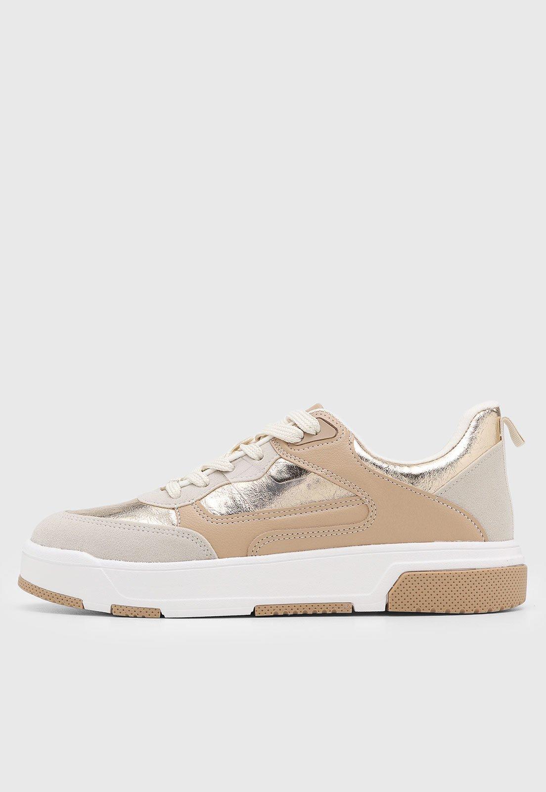 Tênis Feminino Vizzano Detalhe Metálico Bege