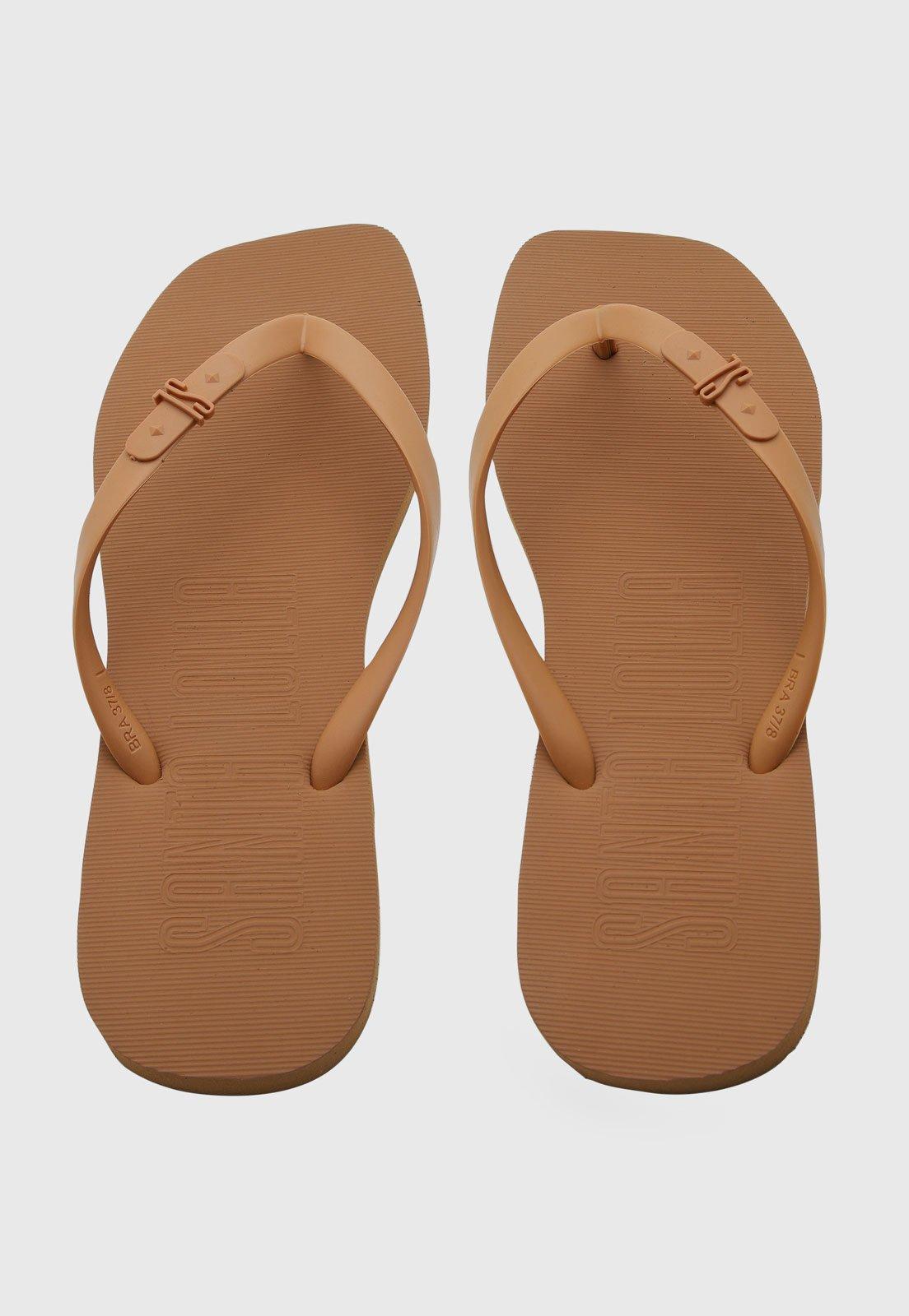 Chinelo Dedo Santa Lolla Tiras Minimalistas Bege