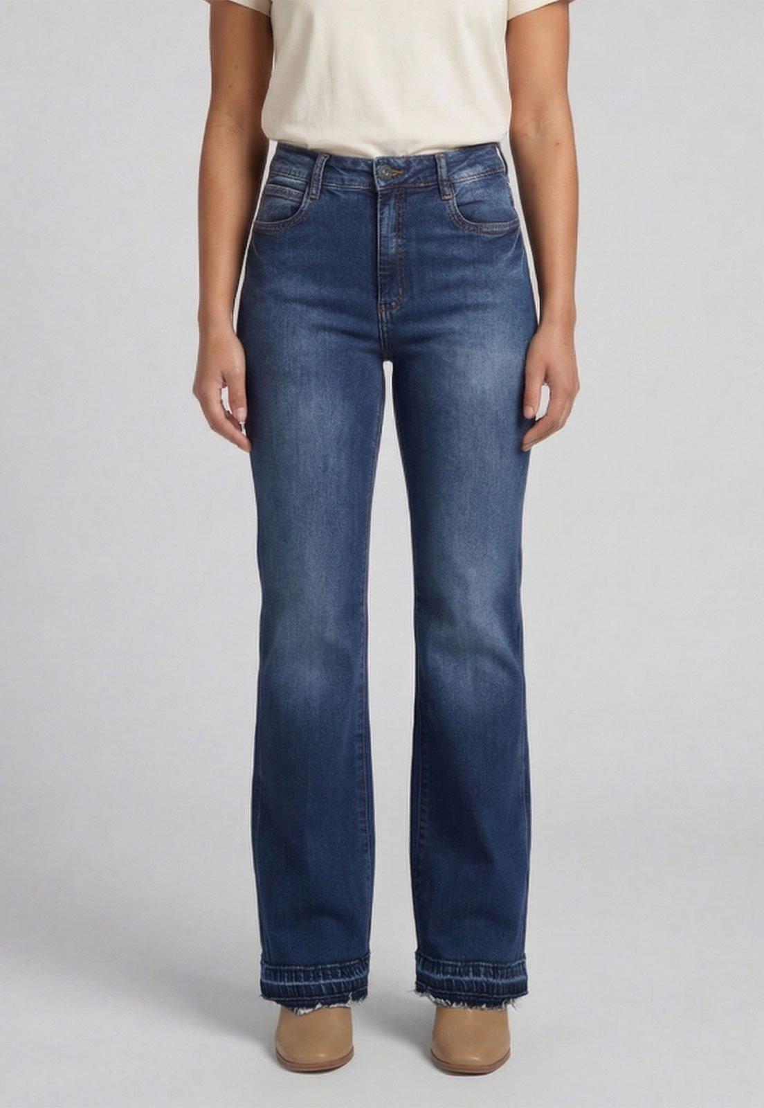 Calça Feminina Colcci Reta Cintura Alta Azul